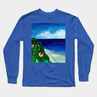 Pretty beach, sky and greens painting Long Sleeve T-Shirt